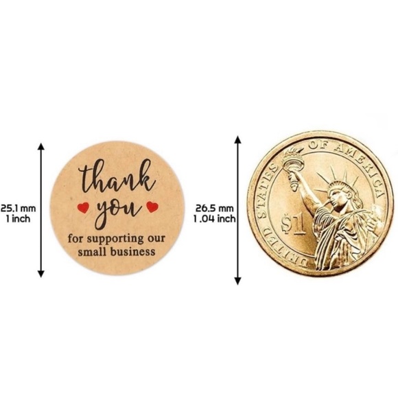1000 Count “Thank You for Supporting Our Small Business” 1” Round Kraft Stickers - Picture 6 of 12